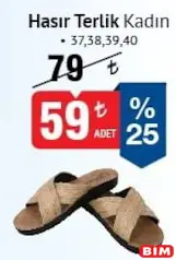 Hasır Terlik Kadın Hasır Terlik Kadın - BİM'de 59,00 TL