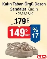 Kalın Taban Örgü Desen Sandalet Kadın Kalın Taban Örgü Desen Sandalet Kadın - BİM'de 149,00 TL