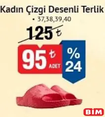 Kadın Çizgi Desenli Terlik Kadın Çizgi Desenli Terlik - BİM'de 95,00 TL