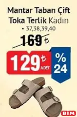 Mantar Taban Çift Toka Terlik Kadın Mantar Taban Çift Toka Terlik Kadın - BİM'de 129,00 TL