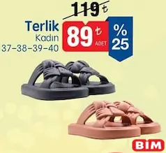Terlik Kadın Terlik Kadın - BİM'de 89,00 TL