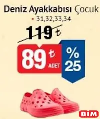 Çocuk Deniz Ayakkabısı Çocuk Deniz Ayakkabısı - BİM'de 89,00 TL