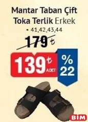 Mantar Taban Çift Toka Terlik Erkek Mantar Taban Çift Toka Terlik Erkek - BİM'de 139,00 TL