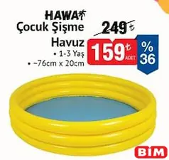 Hawai Çocuk Şişme Havuz 76x20 cm Hawai Çocuk Şişme Havuz 76x20 cm - BİM'de 159,00 TL