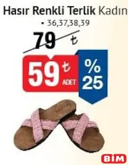 Hasır Renkli Terlik Kadın Hasır Renkli Terlik Kadın - BİM'de 59,00 TL