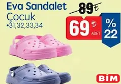 Eva Sandalet Çocuk Eva Sandalet Çocuk - BİM'de 69,00 TL