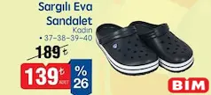 Sargılı Eva Sandalet Kadın Sargılı Eva Sandalet Kadın - BİM'de 139,00 TL