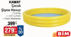 Hawai Çocuk Şişme Havuz 157x25 cm Hawai Çocuk Şişme Havuz 157x25 cm - BİM'de 279,00 TL