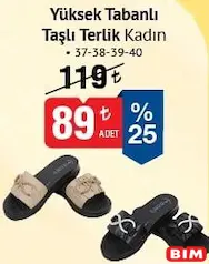 Yüksek Tabanlı Taşlı Terlik Kadın Yüksek Tabanlı Taşlı Terlik Kadın - BİM'de 89,00 TL