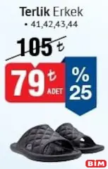 Terlik Erkek Terlik Erkek - BİM'de 79,00 TL