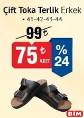 Çift Toka Terlik Erkek Çift Toka Terlik Erkek - BİM'de 75,00 TL