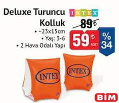 Intex Deluxe Turuncu Kolluk 23x15 cm Intex Deluxe Turuncu Kolluk 23x15 cm - BİM'de 59,00 TL