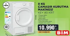 Keysmart KEY 80 KRT 8 kg Çamaşır Kurutma Makinesi Keysmart KEY 80 KRT 8 kg Çamaşır Kurutma Makinesi - BİM'de 10.990,00 TL