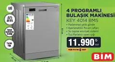 Keysmart KEY 4014 BMS 4 Programlı Bulaşık Makinesi Keysmart KEY 4014 BMS 4 Programlı Bulaşık Makinesi - BİM'de 11.990,00 TL