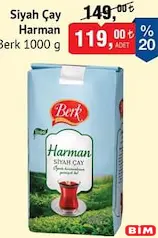 Berk Harman Siyah Çay 1 kg - BİM'de 119,00 TL
