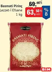 Lezzet-i Efsane Basmati Pirinç 1 kg - BİM'de 63,50 TL