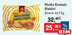 Bruno Muzlu Kremalı Bisküvi 4x75 g - BİM'de 25,00 TL