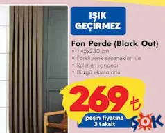 Fon Perde 145x230 cm - ŞOK'da 269,00 TL