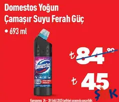 Domestos Yoğun Çamaşır Suyu Ferah Güç 693 ml - ŞOK'da 45,00 TL