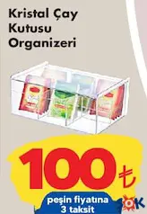 Kristal Çay Kutusu Organizeri - ŞOK'da 100,00 TL