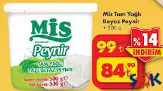 Mis Tam Yağlı Beyaz Peynir 500 g - ŞOK'da 84,90 TL