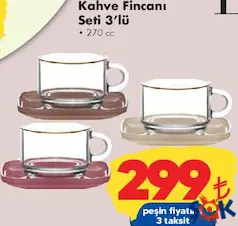 Lav Kahve Fincanı Seti 3'lü 270 cc - ŞOK'da 299,00 TL