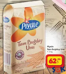 Piyale Tam Buğday Unu 2 kg - ŞOK'da 62,90 TL