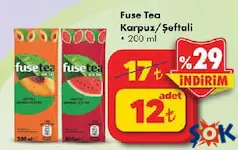 Fuse Tea Karpuz/Şeftali Soğuk Çay 200 ml - ŞOK'da 12,00 TL