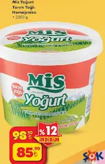 Mis Yoğurt Yarım Yağlı Homojenize 2500 g - ŞOK'da 85,90 TL