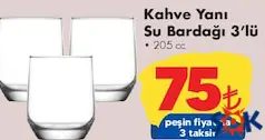 Lav Kahve Yanı Su Bardağı 3'lü - ŞOK'da 75,00 TL