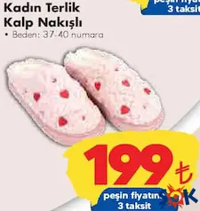 Kadın Terlik Kalp Nakışlı - ŞOK'da 199,00 TL