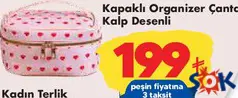 Kapaklı Organizer Çanta Kalp Desenli - ŞOK'da 199,00 TL