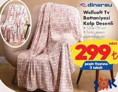 Dinarsu Wellsoft Tv Battaniyesi Kalp Desenli - ŞOK'da 299,00 TL
