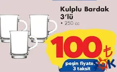 Lav Kulplu Bardak 3'lü - ŞOK'da 100,00 TL