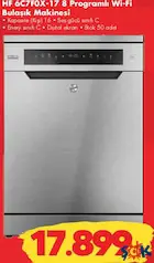 Hoover HF 6C7F0X-17 8 Programlı Wi-Fi Bulaşık Makinesi - ŞOK'da 17.899,00 TL