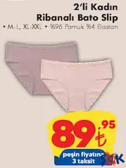 2'li Kadın Ribanalı Bato Slip Külot - ŞOK'da 89,95 TL