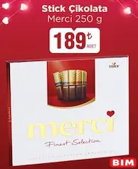 Merci Finest Selection Stick Çikolata 250 g - BİM'de 189,00 TL