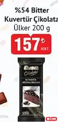 Ülker %54 Bitter Kuvertür Çikolata 200 gr - BİM'de 157,00 TL