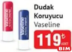 Vaseline Dudak Koruyucu - BİM'de 119,00 TL