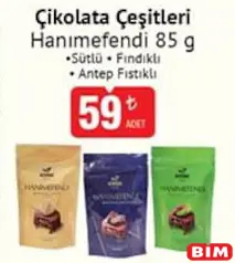 Hanımefendi Çikolata Çeşitleri 85 g - BİM'de 59,00 TL