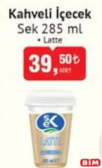 Sek Kahveli İçecek Latte 285 ml - BİM'de 39,50 TL