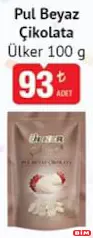 Ülker Pul Beyaz Çikolata 100 g - BİM'de 93,00 TL