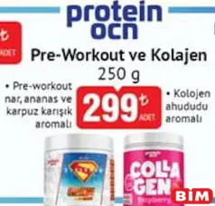Protein Ocn Pre-Workout ve Kolajen 250 g - BİM'de 299,00 TL