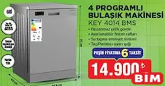Keysmart KEY 4014 BMS 4 Programlı Bulaşık Makinesi - BİM'de 14.900,00 TL