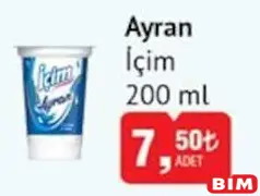 İçim Ayran 200 ml İçim Ayran 200 ml - BİM'de 7,50 TL