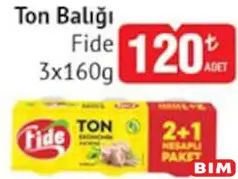 Fide Ton Balığı 3x160 g Fide Ton Balığı 3x160 g - BİM'de 120,00 TL