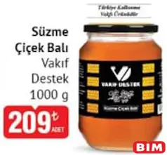Vakıf Destek Süzme Çiçek Balı 1000 g Vakıf Destek Süzme Çiçek Balı 1000 g - BİM'de 209,00 TL