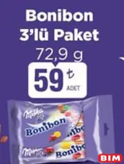 Milka Bonibon 3'lü Paket 72,9 g Milka Bonibon 3'lü Paket 72,9 g - BİM'de 59,00 TL