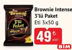 Eti Brownie İntense 3'lü Paket 3x50 g Eti Brownie İntense 3'lü Paket 3x50 g - BİM'de 49,00 TL