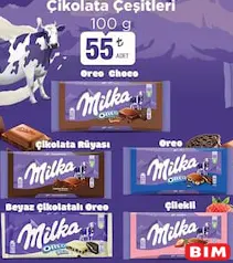 Milka Çikolata Çeşitleri 100 g Milka Çikolata Çeşitleri 100 g - BİM'de 55,00 TL